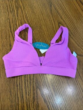 Mynah Pink V-Neck Textured Bikini Top